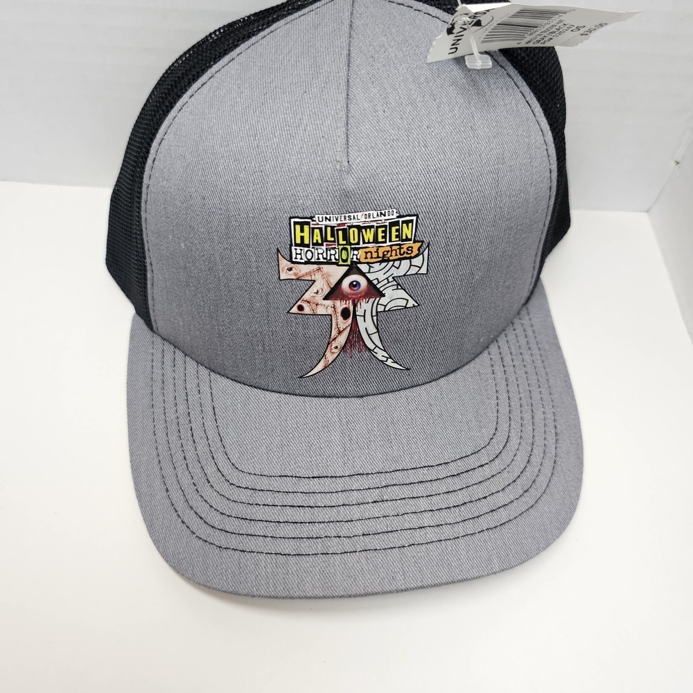 Universal Studios Halloween Horror Nights Trucker Hat Gray Black NWT 2024 - Picture 8 of 8